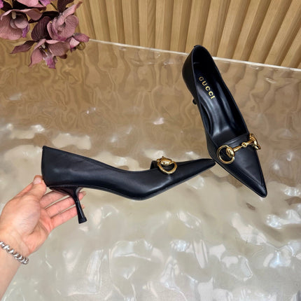 GUCCI 26S HIGH HEELS 65 MM IN BLACK SMOOTH LEATHER