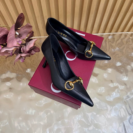 GUCCI 26S HIGH HEELS 65 MM IN BLACK SMOOTH LEATHER