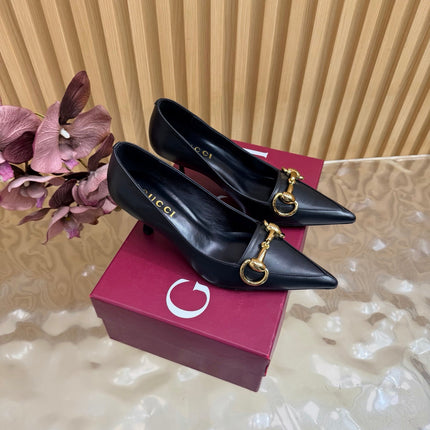 GUCCI 26S HIGH HEELS 65 MM IN BLACK SMOOTH LEATHER