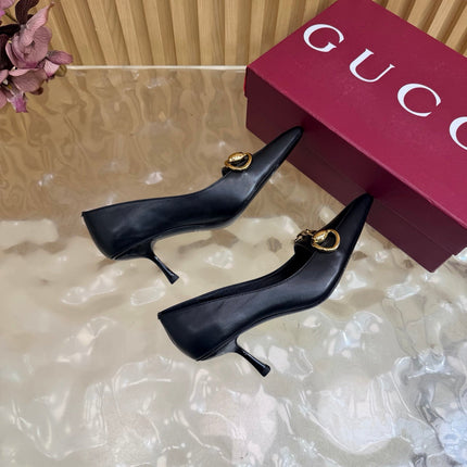 GUCCI 26S HIGH HEELS 65 MM IN BLACK SMOOTH LEATHER