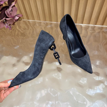HM 26S HIGH-HEEL 80 MM IN DARK GREY SUEDE