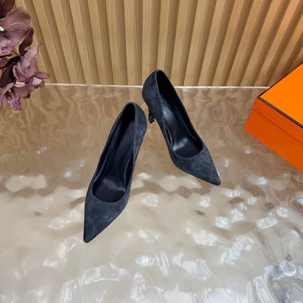 HM 26S HIGH-HEEL 80 MM IN DARK GREY SUEDE