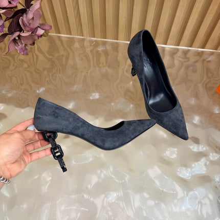 HM 26S HIGH-HEEL 80 MM IN DARK GREY SUEDE