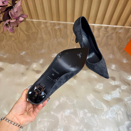 HM 26S HIGH-HEEL 80 MM IN DARK GREY SUEDE