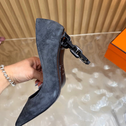HM 26S HIGH-HEEL 80 MM IN DARK GREY SUEDE