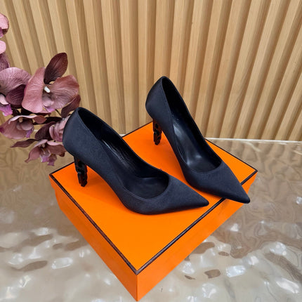HM 26S HIGH-HEEL 80 MM IN BLACK SATIN