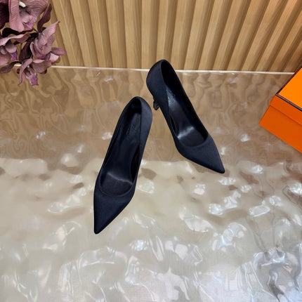 HM 26S HIGH-HEEL 80 MM IN BLACK SATIN