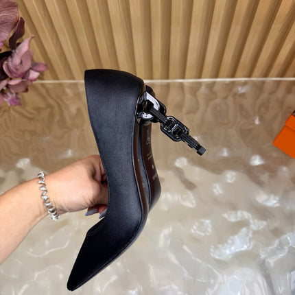 HM 26S HIGH-HEEL 80 MM IN BLACK SATIN