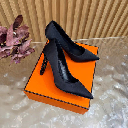 HM 26S HIGH-HEEL 80 MM IN BLACK SATIN