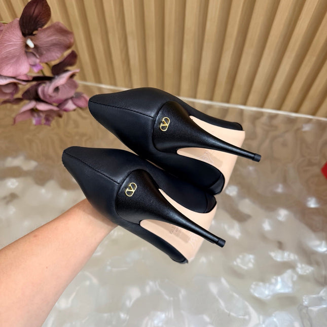 VALENTINO 26S HIGH-HEEL 100 MM IN BLACK GATHERED CALFSKIN