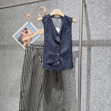 CHLOE 26S VERTICAL STRIPED WIDE-LEG PANTS STYLE 84