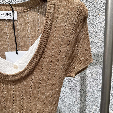 CELINE 26S SHORT-SLEEVE KNIT TOP 550