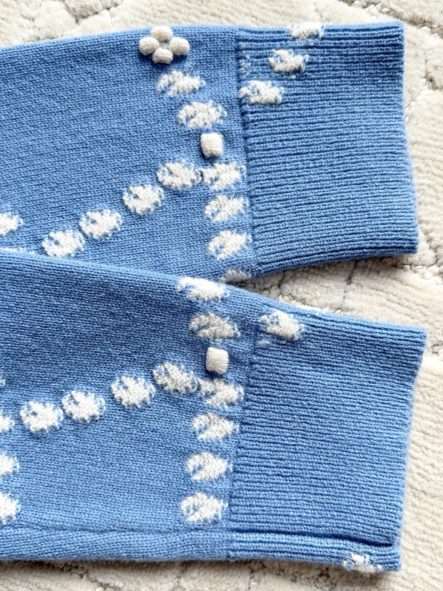 Chanel 25P Cardigan Light Blue Mix White Cashmere 237300