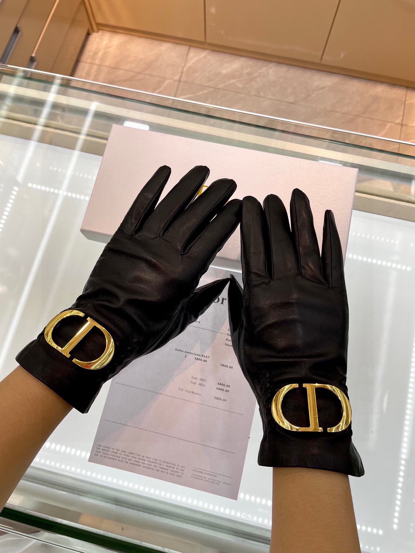 TOUCHSCREEN GLOVES IN BLACK GOATSKIN 444463
