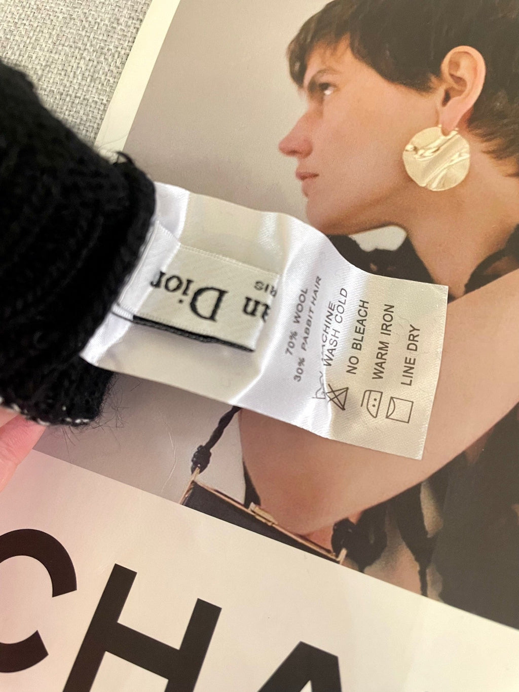 KNITTED GLOVES IN BLACK MIX WHITE WOOL 449712