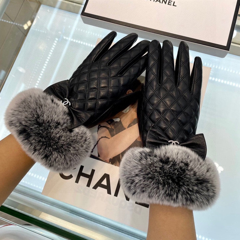 GLOVES IN BLACK LAMBSKIN WITH RABBIT FUR 463833
