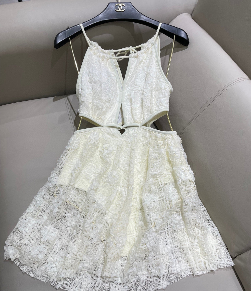 CC BIKINI SWIMSUIT SET IN WHITE LACE FABRIC 613726