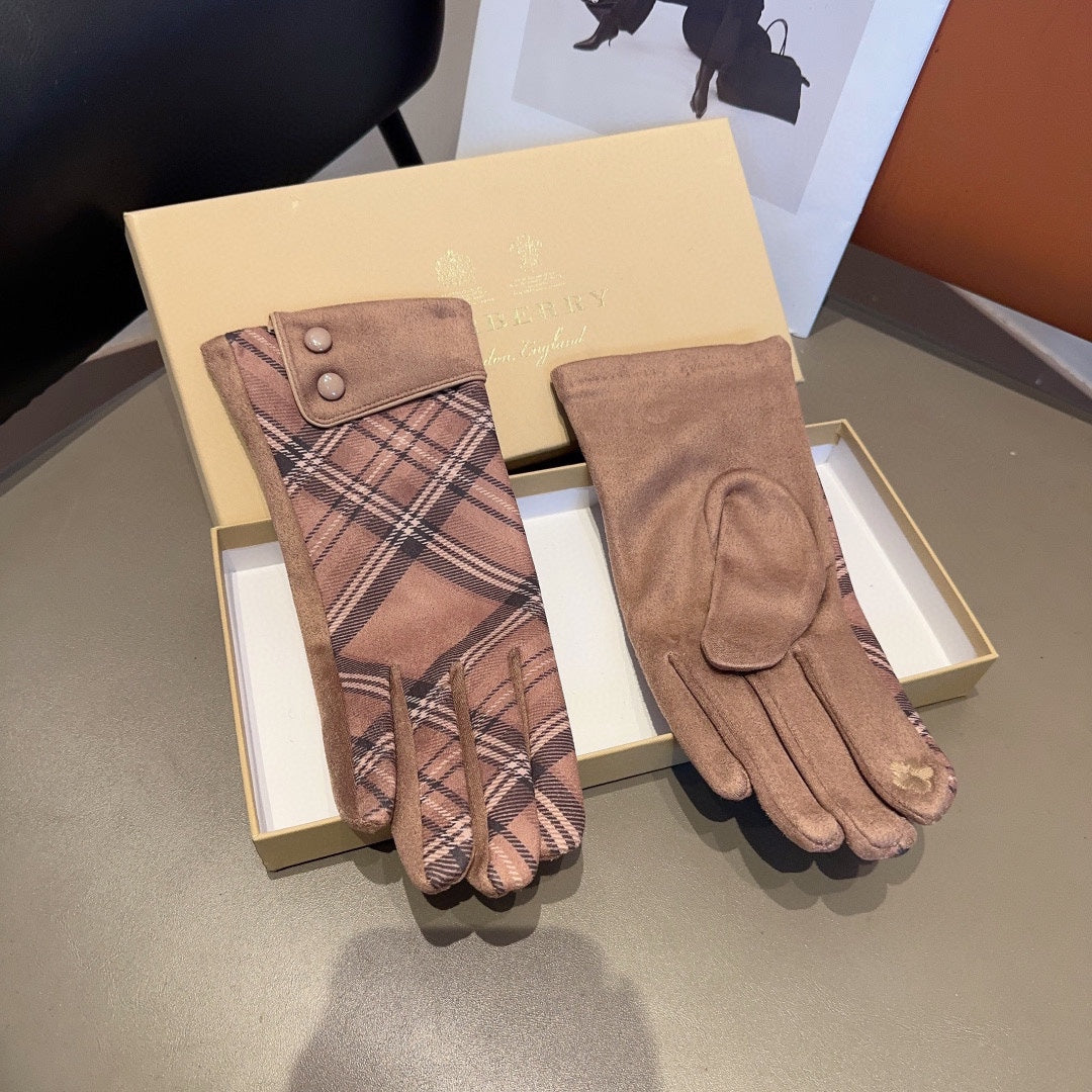 LINED GLOVES IN ROSY BROWN WOOL 195732