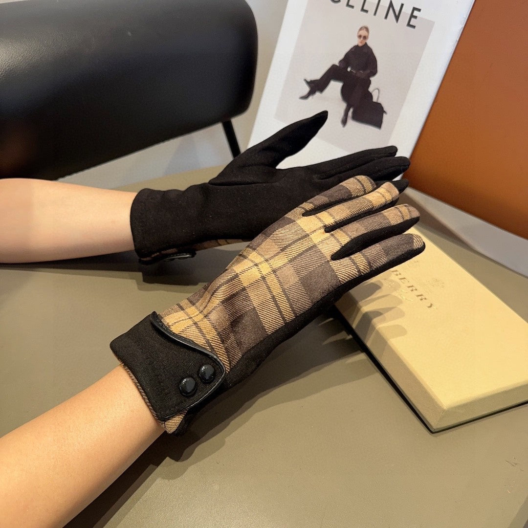 LINED GLOVES IN BROWN AND BLACK WOOL 439226