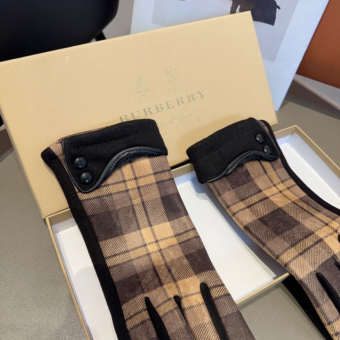 LINED GLOVES IN BROWN AND BLACK WOOL 439226