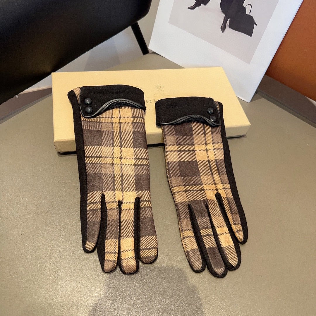 LINED GLOVES IN BROWN AND BLACK WOOL 439226