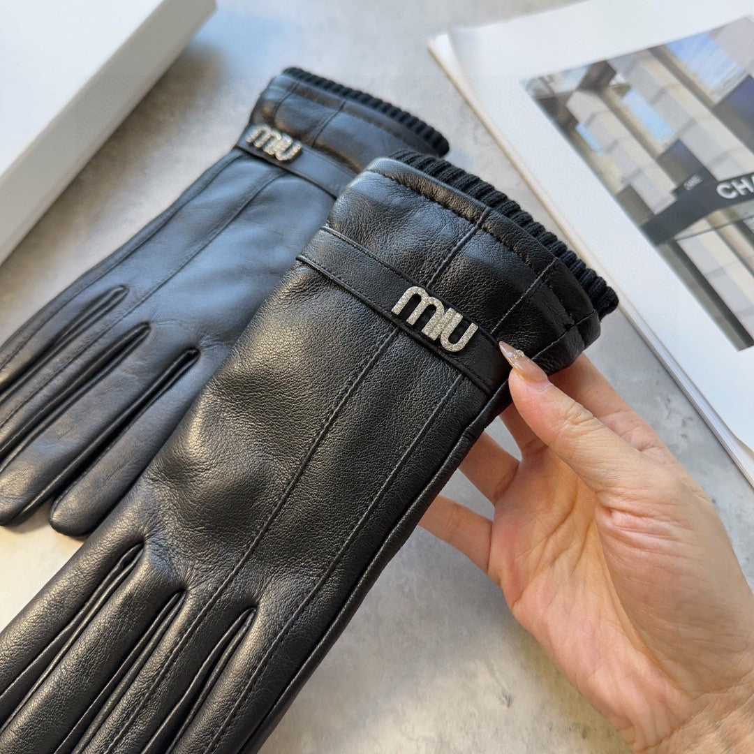 GLOVES IN BLACK LAMBSKIN MIX WOOL 465817