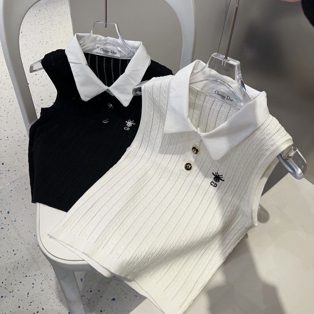 POLO TANK TOP 610337 IN WHITE COTTON RIBBED