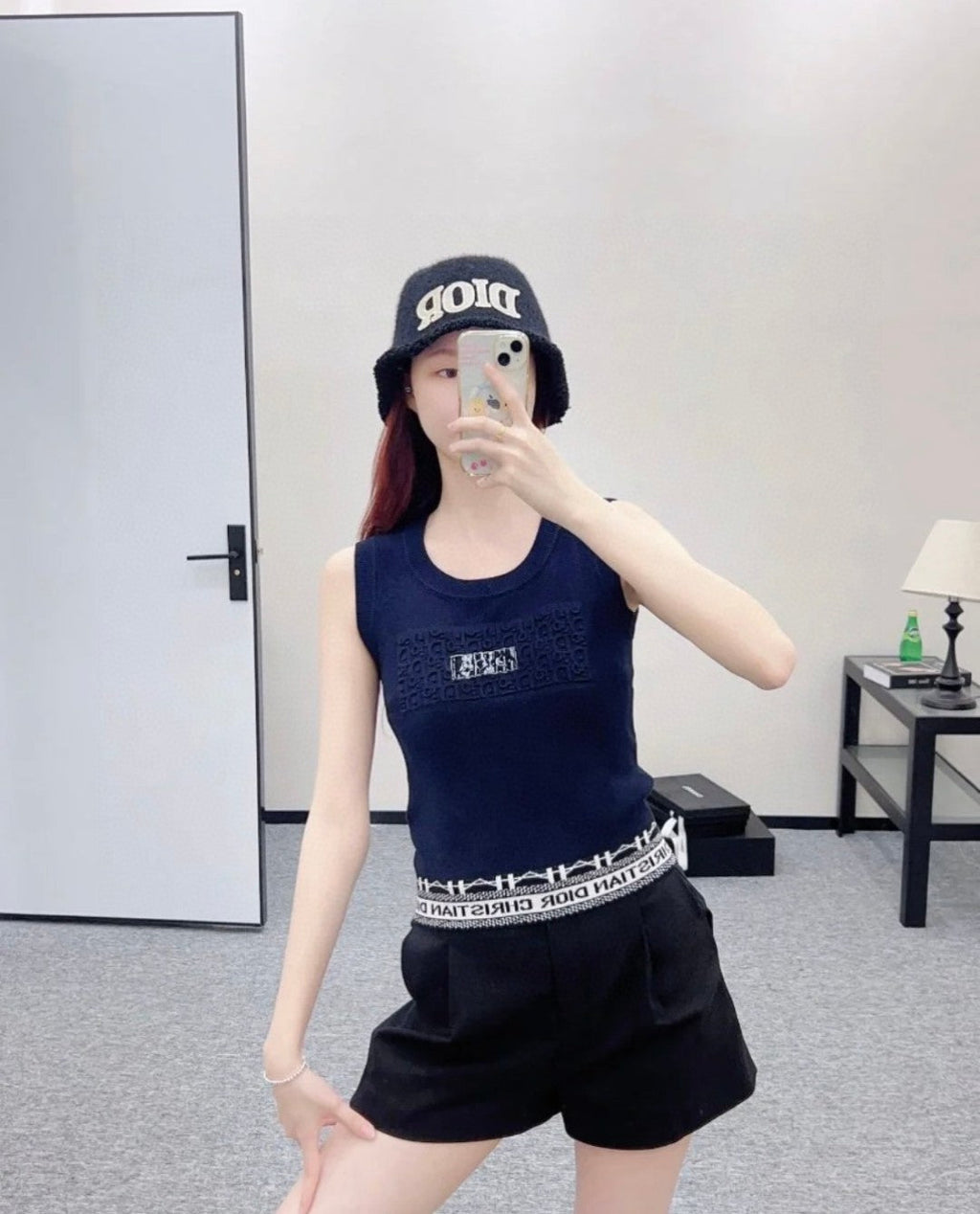TANK TOP 612061 IN NAVY BLUE COTTON RIBBED