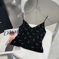 CAMI TOP 640627 IN BLACK COTTON RIBBED KNIT