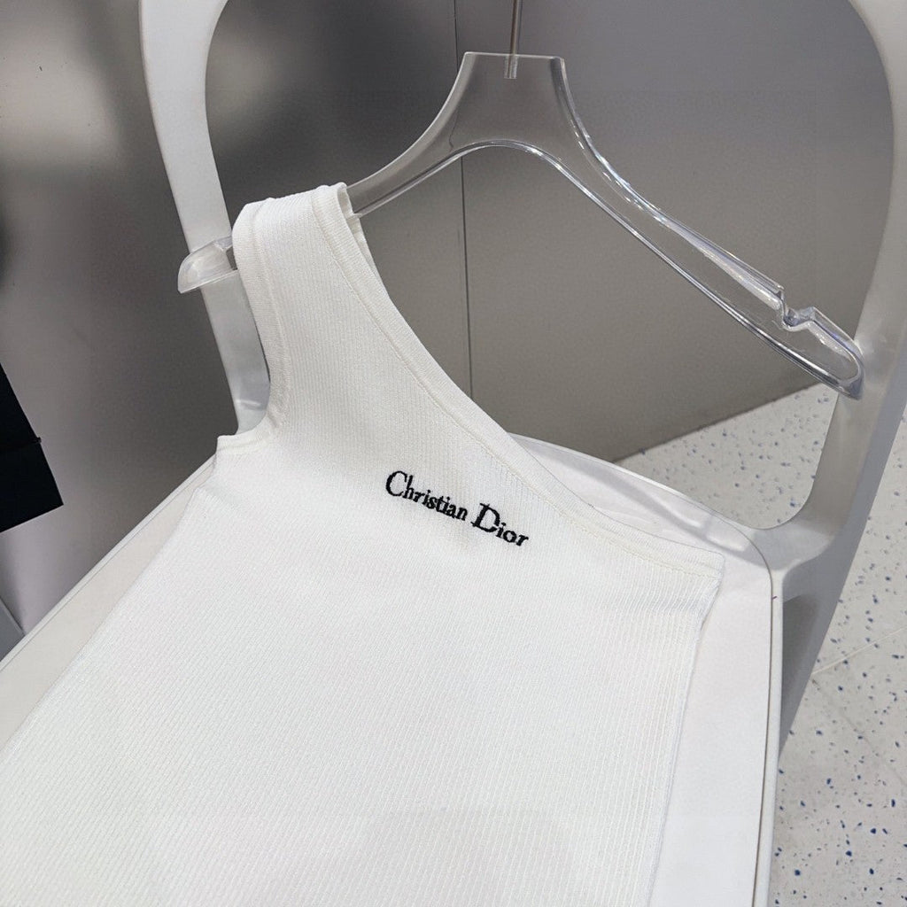ONE SHOULDER TOP 633200 IN WHITE COTTON