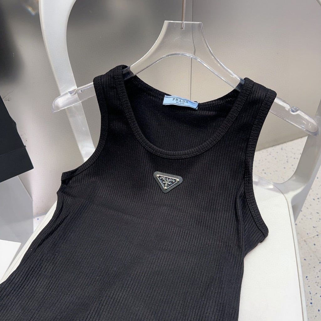 CAMISOLE 624506 IN BLACK COTTON RIBBED
