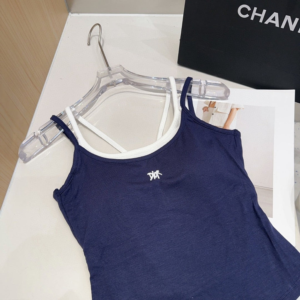 CAMISOLE 625968 IN NAVY BLUE COTTON RIBBED