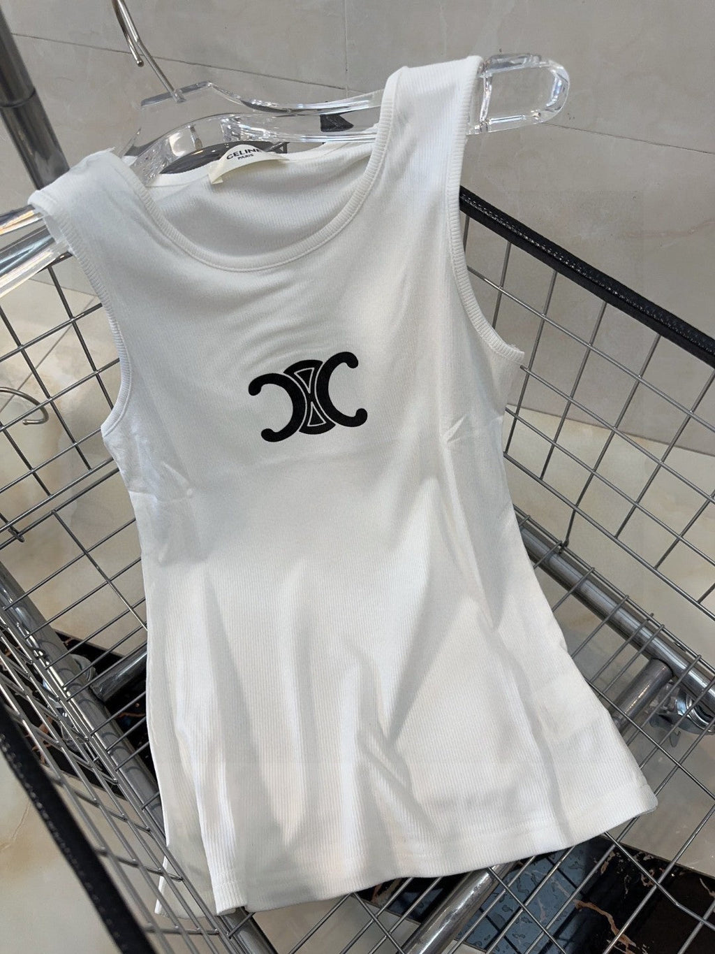 TANK TOP 627697 IN WHITE COTTON RIBBED