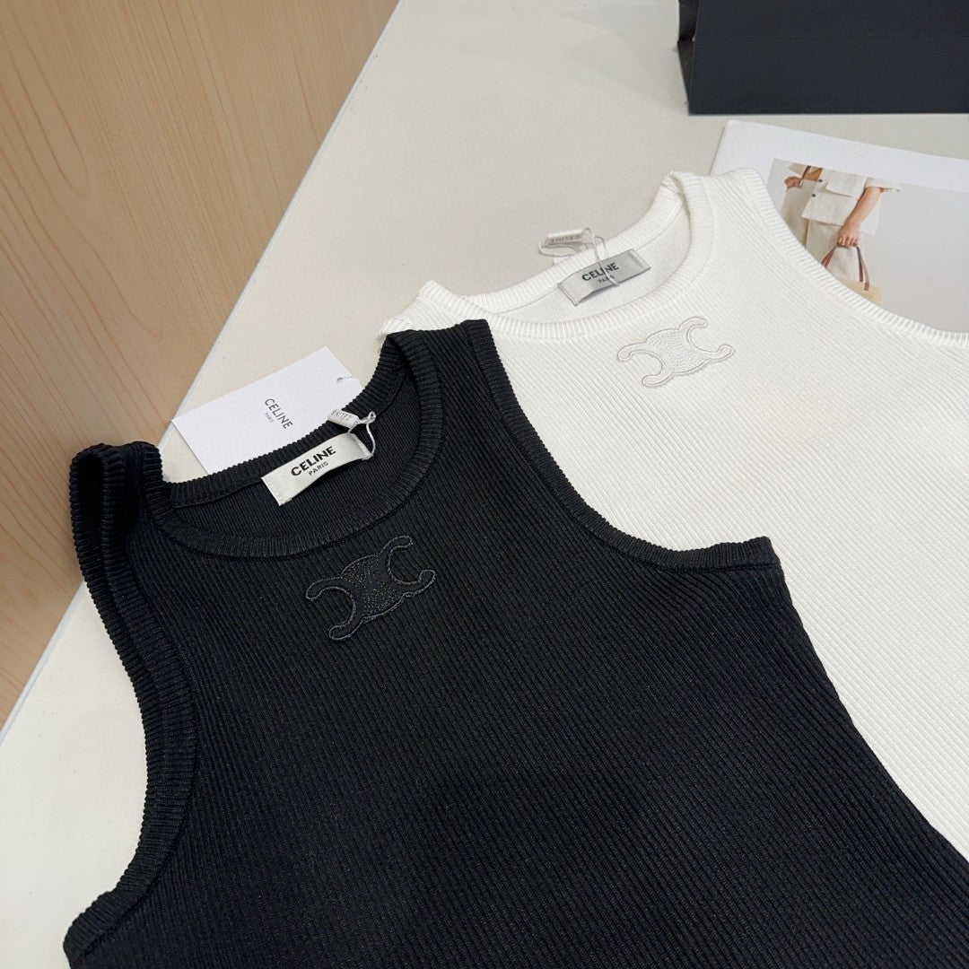 TANK TOP 633206 IN WHITE COTTON RIBBED KNIT EMBOSSED LOGO
