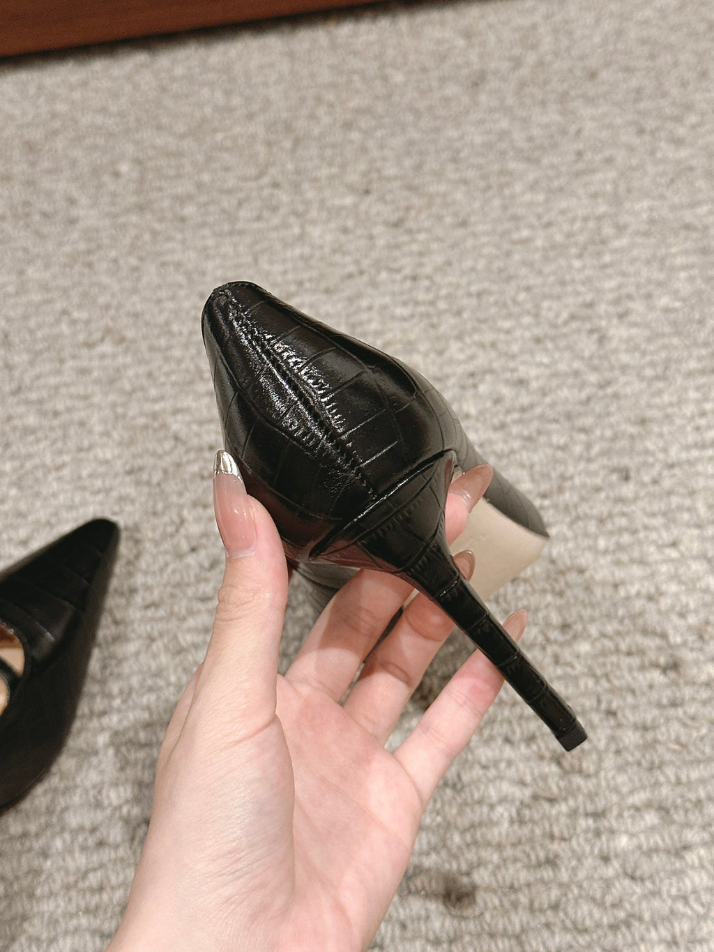 HIGH HEEL 10 CM IN BLACK CROCODILE LEATHER
