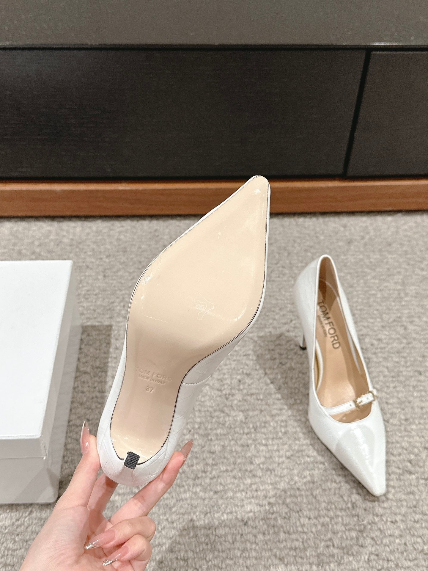 HIGH HEEL 10 CM IN WHITE CROCODILE LEATHER