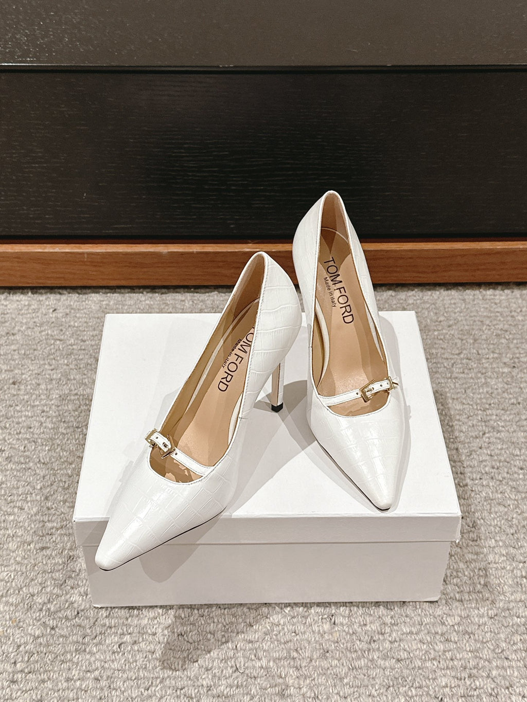 HIGH HEEL 10 CM IN WHITE CROCODILE LEATHER