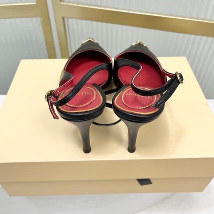 VALENTINO 26S SLINGBACK PUMPS 45 MM IN BLACK CALFSKIN