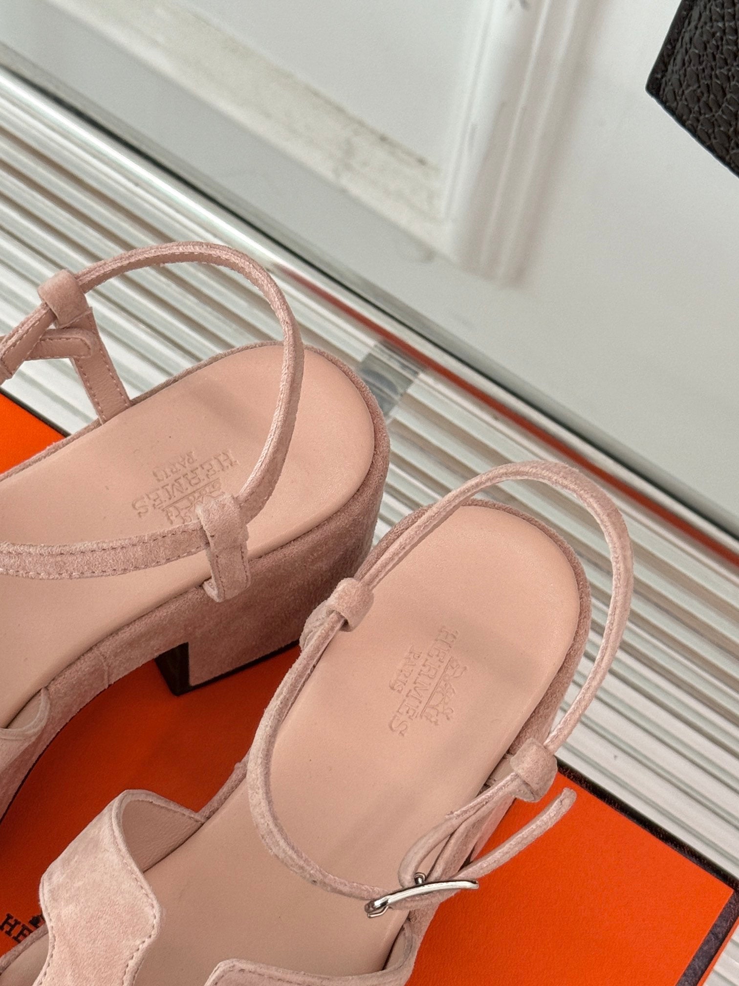 HM 25S JAM 30 HIGH-HEEL SANDAL IN PEACH PINK SUEDE
