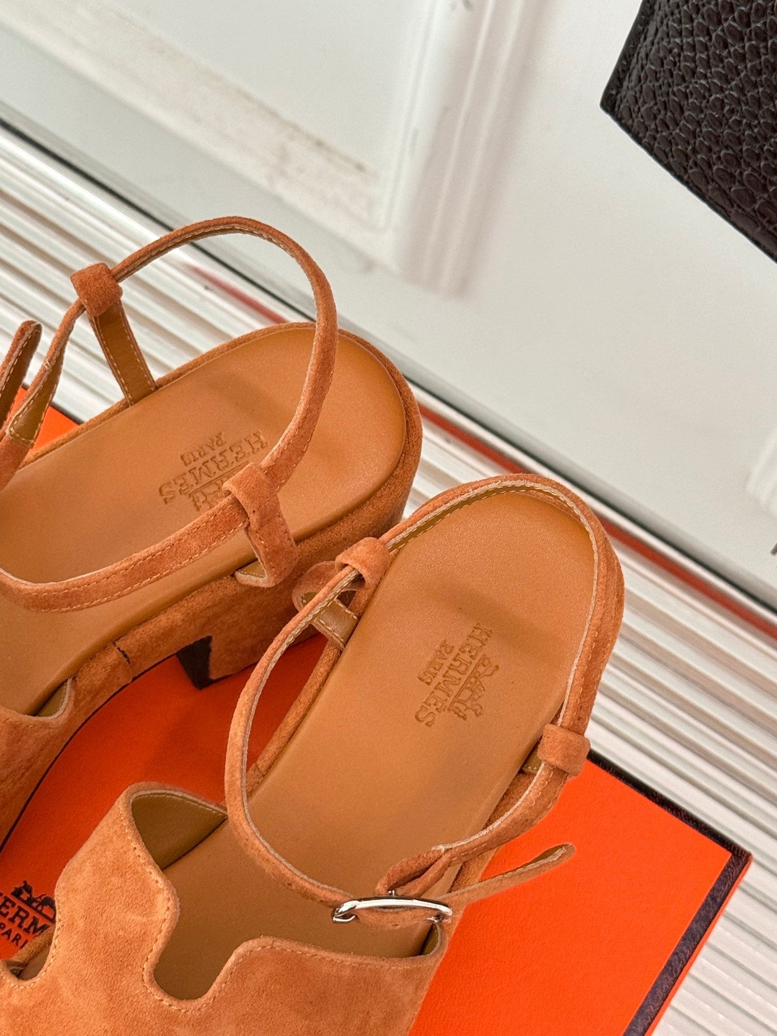 HM 25S JAM 30 HIGH-HEEL SANDAL IN TERRACOTTA ORANGE SUEDE