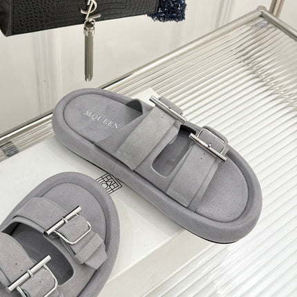 HYBRID SLIDE TWO STRAPS IN GREY SUEDE