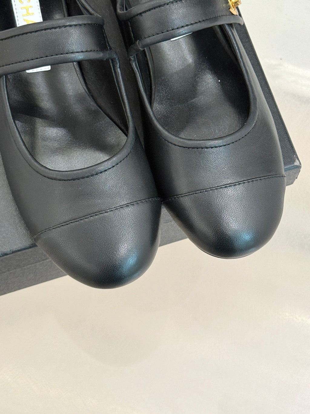 FLAT SHOES IN BLACK LAMBSKIN GOLD HARDWARE