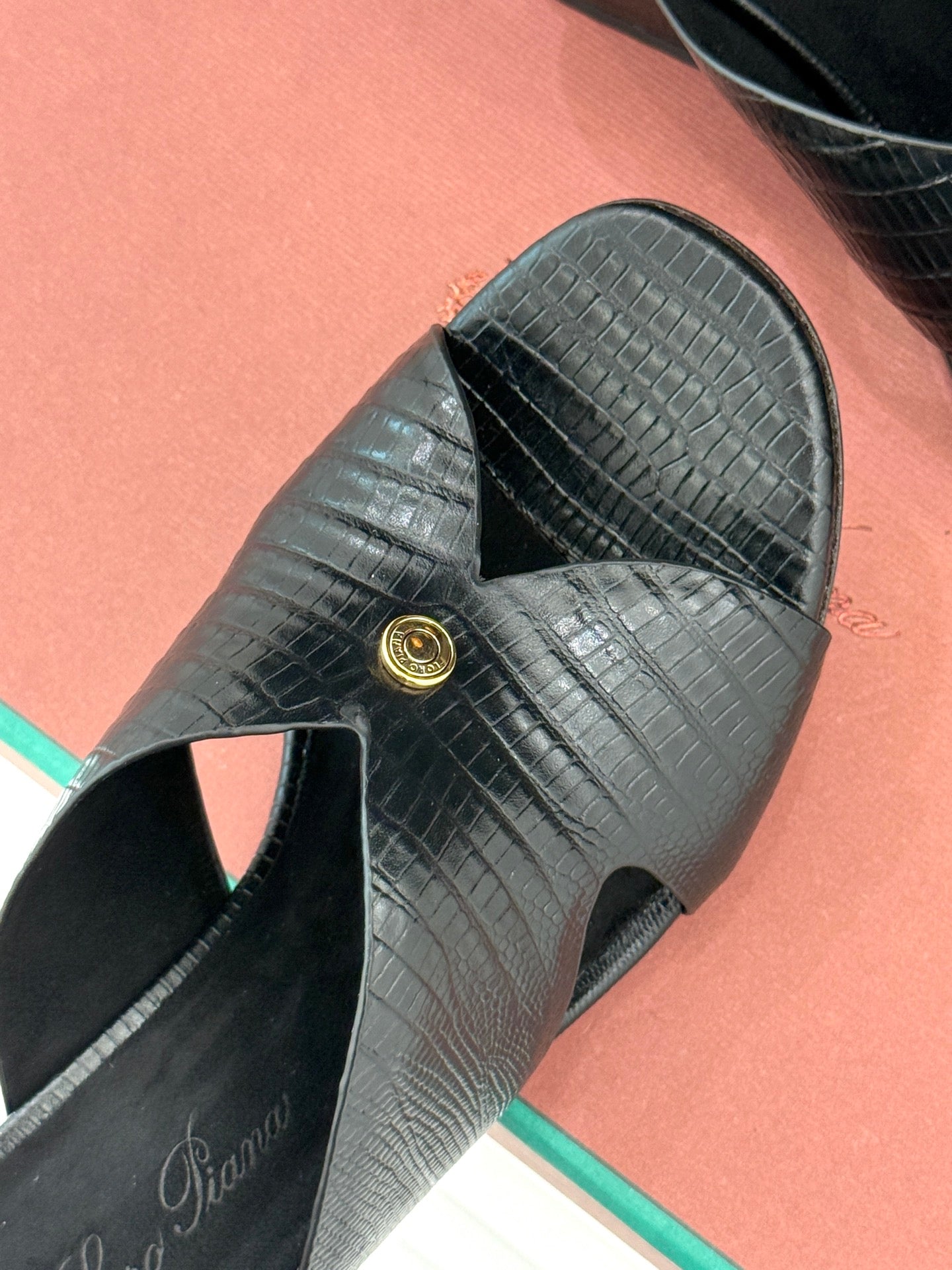 LP HIGH HEEL 25S IN BLACK LAMBSKIN SNAKE EMBOSSING