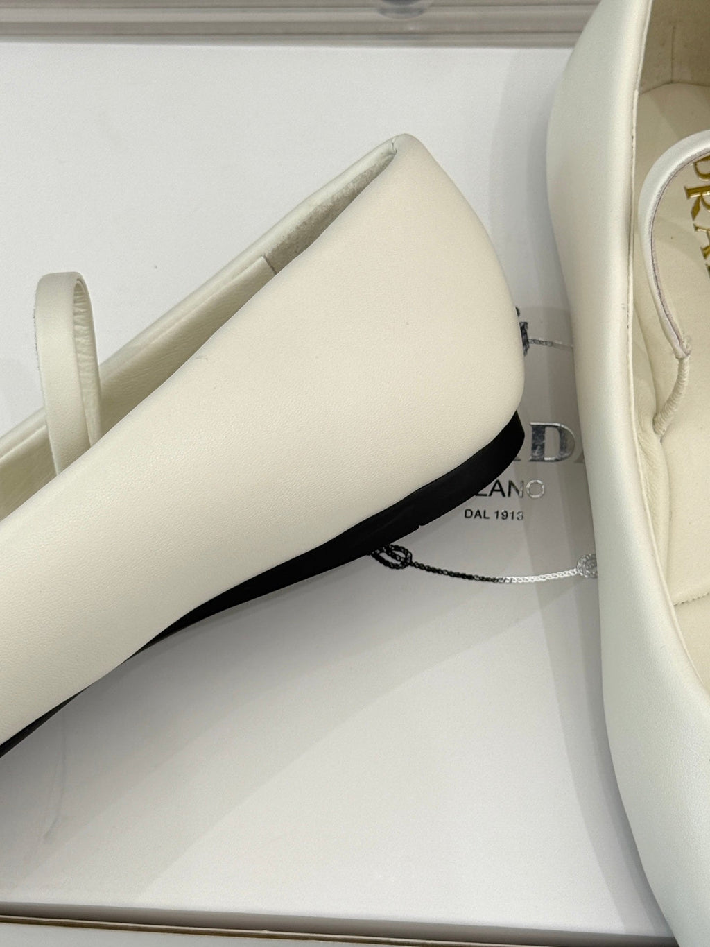 PRADA 25S SOFT PADDED BALLERINAS IN IVORY NAPPA LEATHER