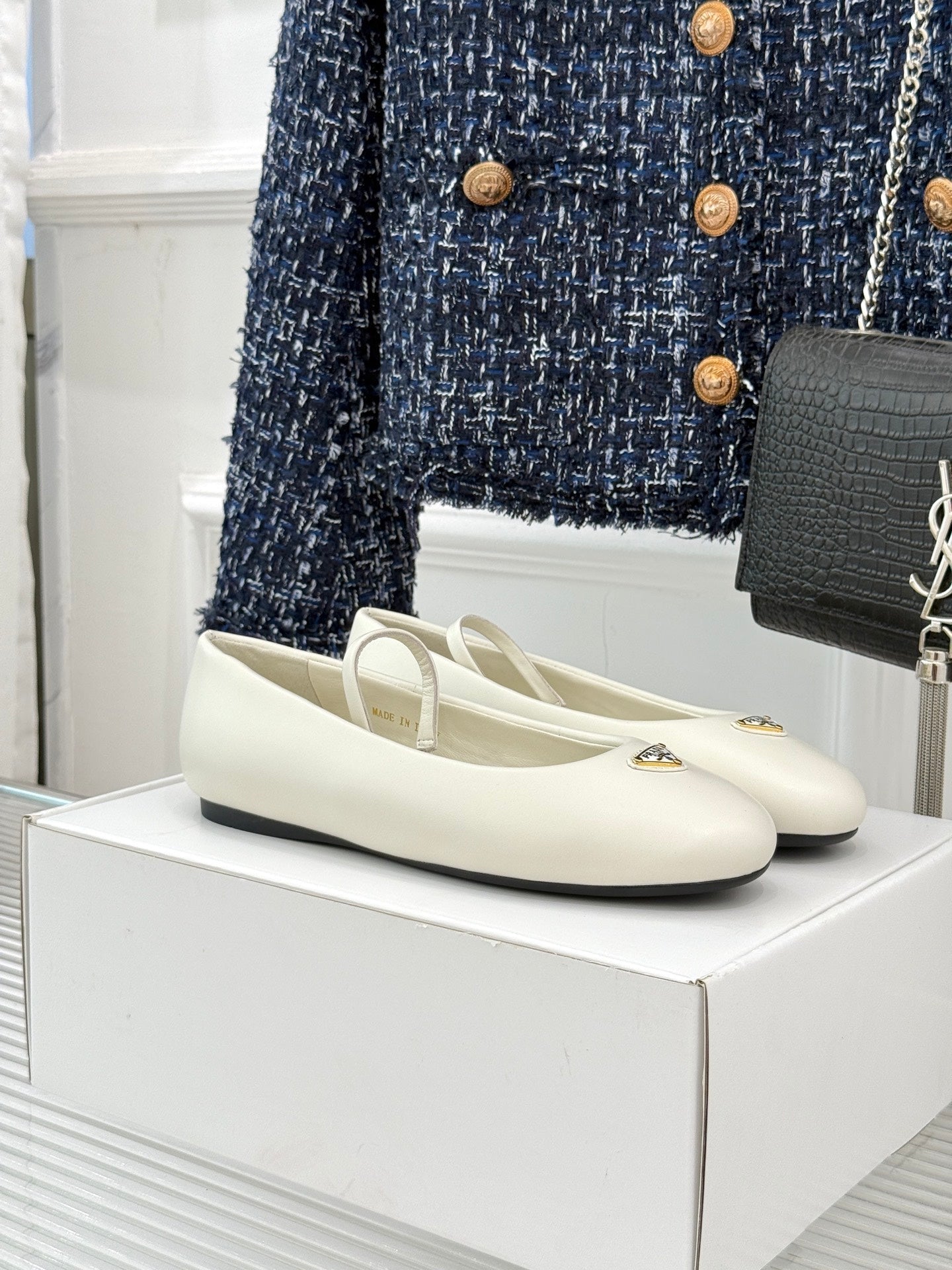 PRADA 25S SOFT PADDED BALLERINAS IN IVORY NAPPA LEATHER