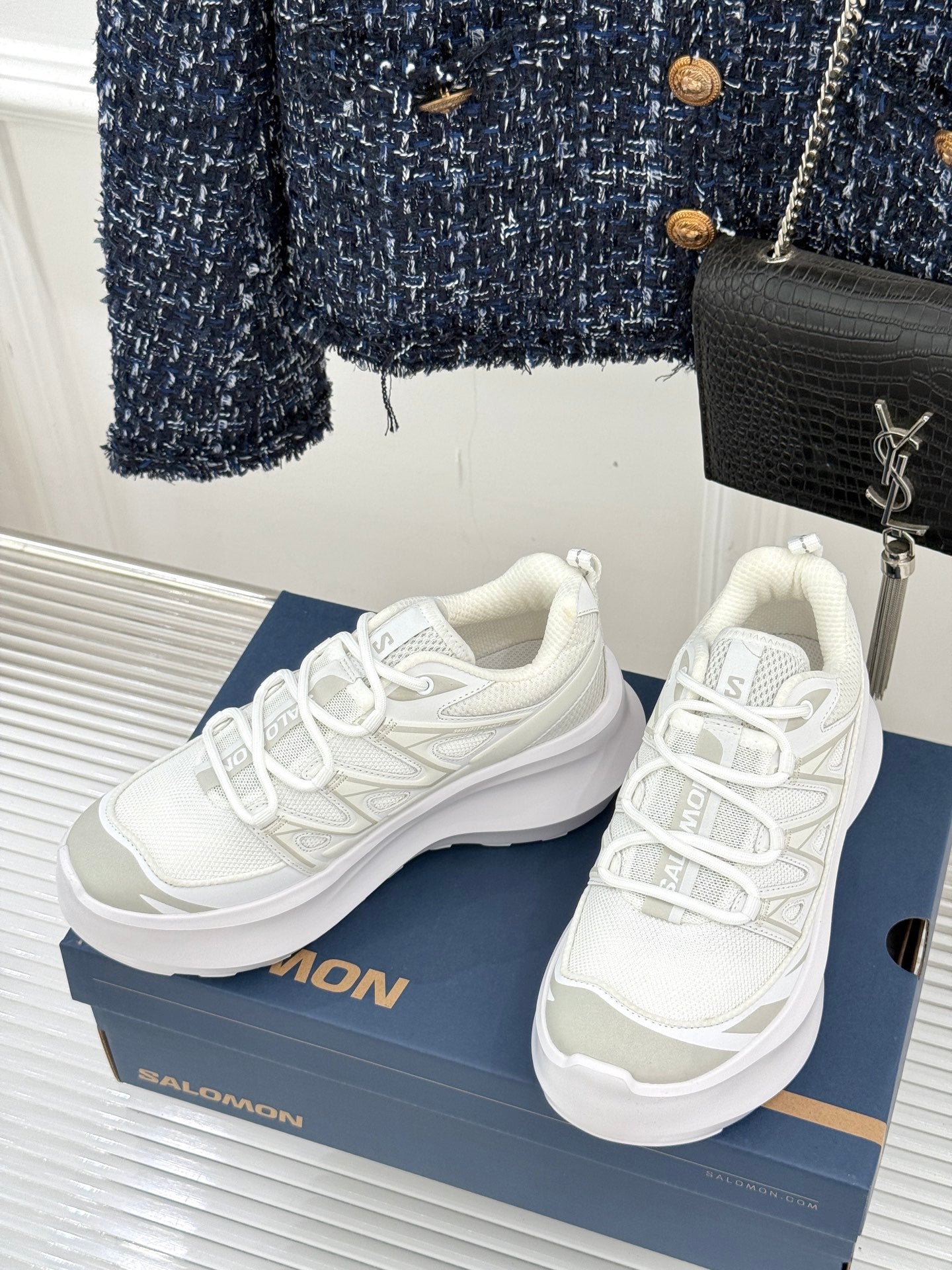 ALO 25S SALOMON XT-6 SNEAKER IN WHITE MESH FABRIC AND TPU STYLE 6
