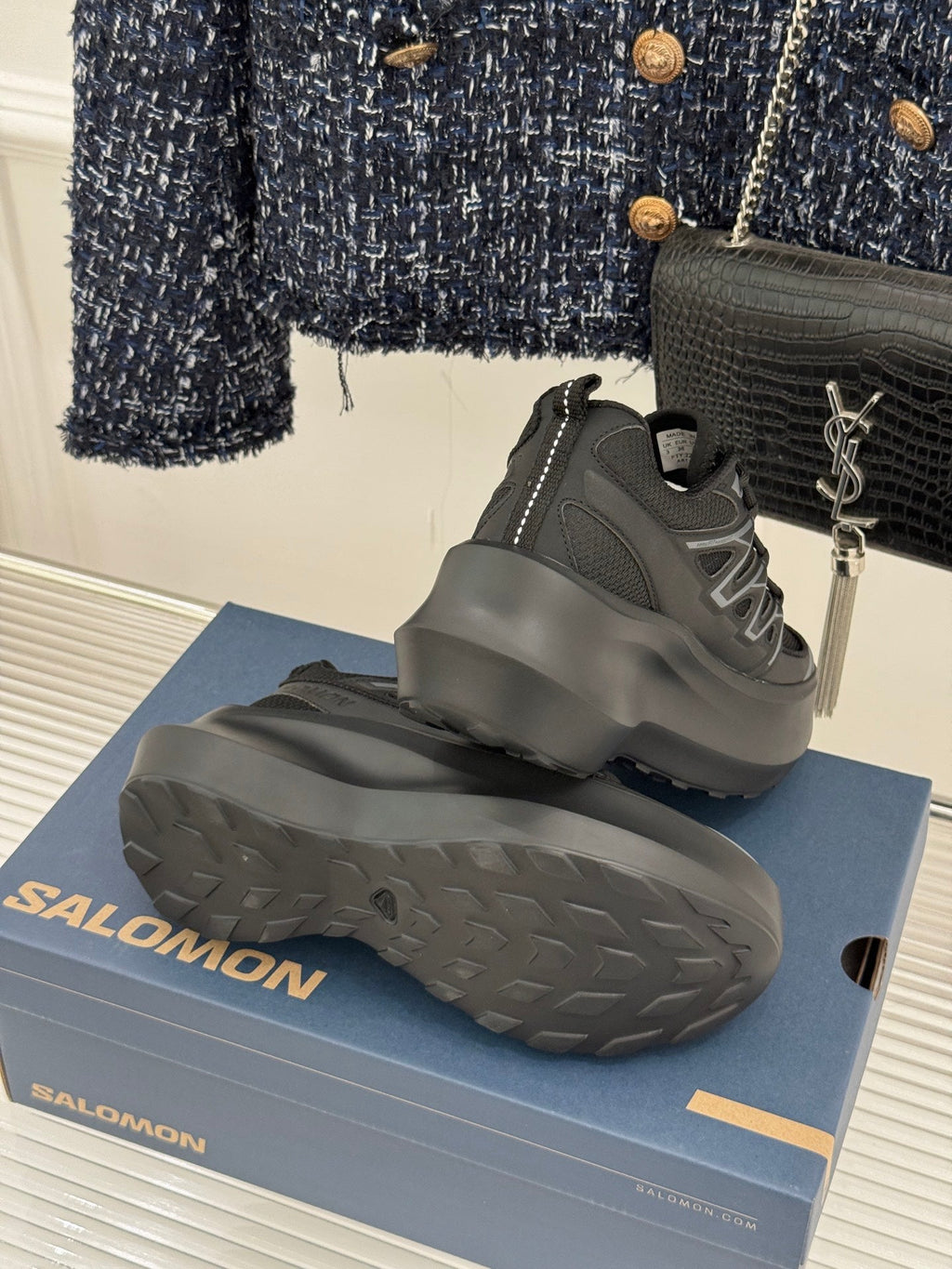 ALO 25S SALOMON XT-6 SNEAKER IN BLACK MESH FABRIC AND TPU STYLE 5