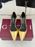 GUCCI 26S HIGH HEELS 55 MM IN GOLD LAMBSKIN
