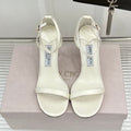 JIMMY CHOO 26S HIGH-HEEL SANDALS 100 MM IN WHITE SATIN AND CALFSKIN