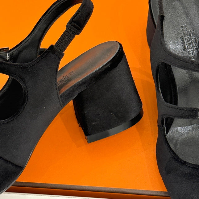 HM 26S SLINGBACK HIGH HEELS IN BLACK VELVET